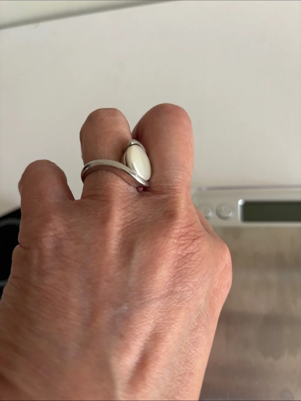 Sterling Silver Ring with Opal-Look White Stone - Women Jewelry - Picture 5 of 6